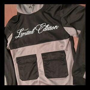 BoohooMAN Black and Gray Hoodie XS